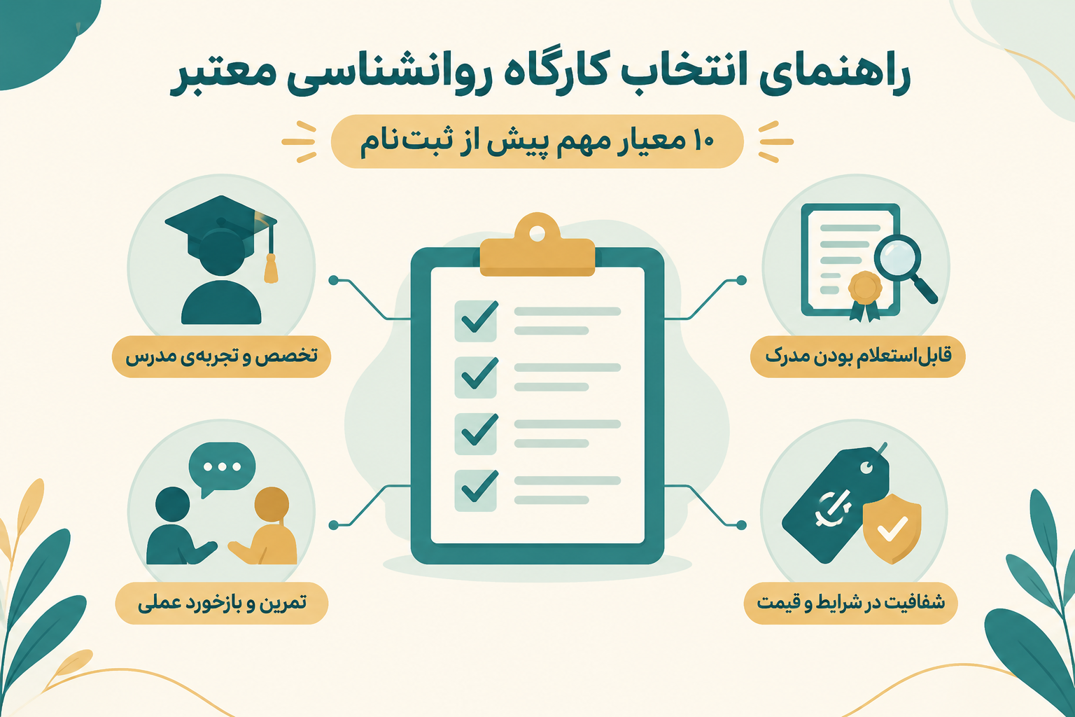 راهنمای انتخاب کارگاه روانشناسی معتبر؛ ۱۰ معیار مهم پیش از ثبت‌نام